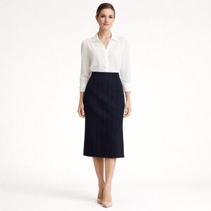 SANDRA KING women black pencil preppy elegant midi skirt/size 12